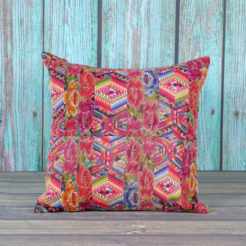 Huipil throw pillow cover Guatemalan artisan